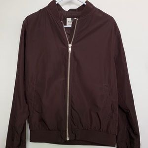 TopMan Burgundy Nylon Bomber Jacket